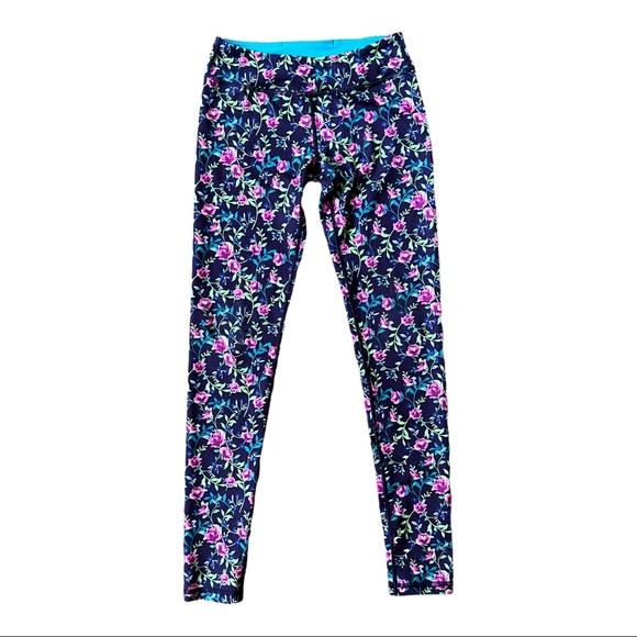 Ivivva Lululemon Plum Floral Print Rhythmic Tight Full Length Leggings 12 - Picture 1 of 9